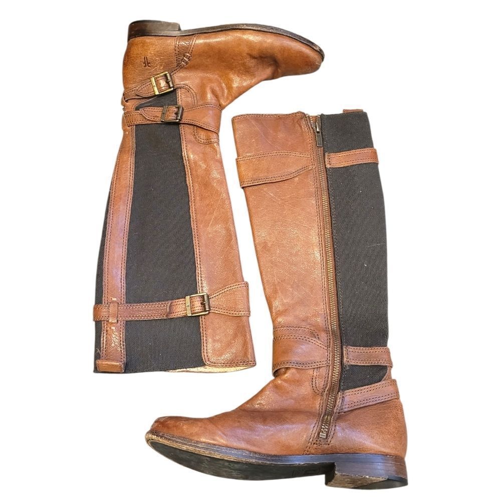 Frye Anna Gore Tall 74653 Women's Brown Leather Zipper Casual Dress Boots 6